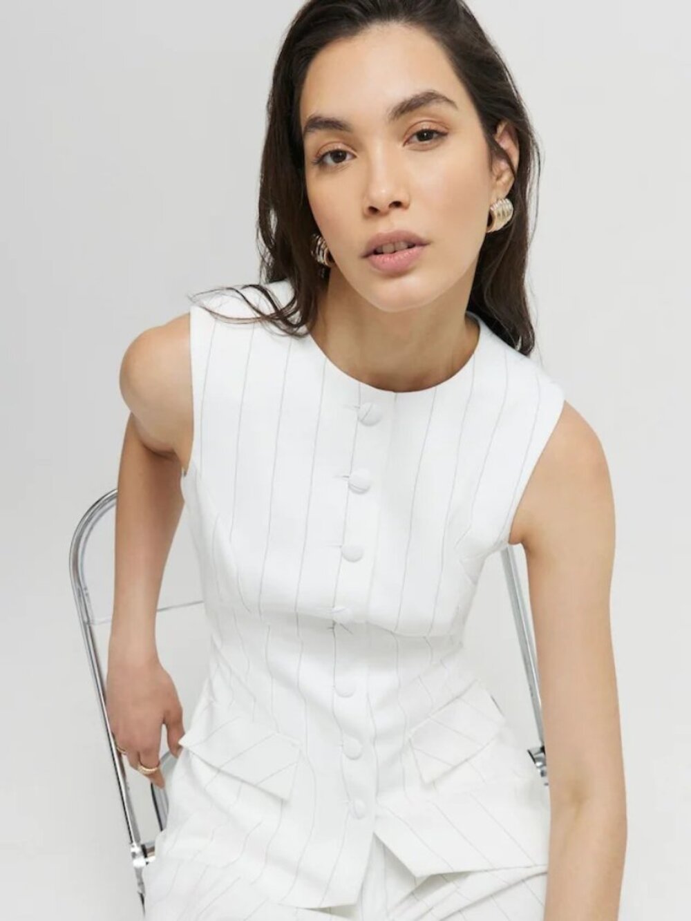 Gilet long rayé River Island